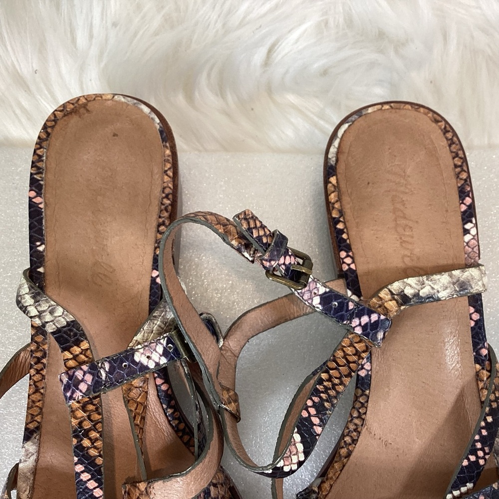 MADEWELL THE LORI LEATHER SNAKE EMBOSSED STRAPPY SANDAL SZ 9 - Picture 10 of 12